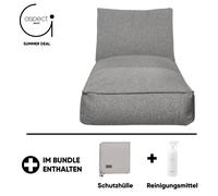 Blomus STAY, transat d'extérieur, comprenant une housse de protection et un produit de nettoyage, revêtement Stone Bou imensions : 80 x 190 cm