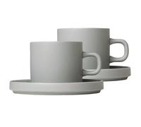 blomus Tasse à café avec soucoupe Pilar lot de 2 Gris mirage
