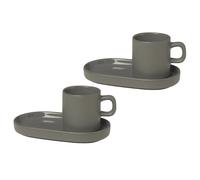 blomus Tasse à espresso avec soucoupe Pilar lot de 2 Pewter
