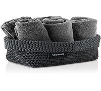 Blomus -Tela- 68885 Panier à Crochet L en Fibre synthétique, Anthracite, Panier de Rangement, Fabrication Artisanale, Aspect Exclusif, idéal pour Serviettes, cosmétiques, etc. (H x l x P) : 9 x 12 x