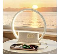 Blonbar Réveil Lumineux - Lampe Imitant Lever du Soleil, 3 Luminosités, 10 Sons Naturels, Port USB, Veilleuse Chambre