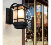 BLOOHK Applique murale d'extérieur, lanterne extérieure en aluminium étanche avec abat-jour verre, applique décorative artistique for patio, porche, jardin, cour