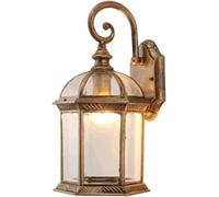 BLOOHK Applique murale d'extérieur vintage en bronze, lanterne extérieure antique européenne avec abat-jour verre transparent, applique étanche for villa, porche