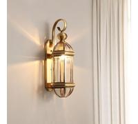 BLOOHK Applique murale d'extérieur vintage en laiton, lanterne étanche métal doré avec abat-jour verre transparent, applique extérieure for porte de villa, porche maison