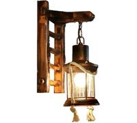 BLOOHK Applique murale en corde de chanvre lanterne bambou, luminaire d'abat-jour verre industriel rétro, applique d'intérieur vintage for salon, chevet, couloir, café-bar