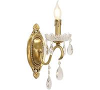 BLOOHK Applique murale en cristal vintage, applique murale en laiton doré à 1 ou 2 lumières, applique murale à bougie de style français, éclairage mural décoratif élégant pour salon, chambre à coucher