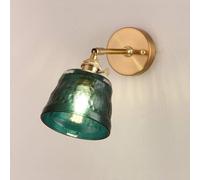 BLOOHK Applique murale en fer d'art japonais, abat-jour verre vert foncé avec base E27, lampe de personnalité nordique for chambre à coucher, chevet, salon, miroir