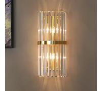 BLOOHK Applique murale moderne en cristal à 2 lumières, luminaire mural élégant métal for chambre coucher, salon, couloir, entrée, doré