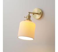 BLOOHK Applique murale réglable en laiton mat japonais, luminaire mural à abat-jour céramique blanche, lampe de lecture intérieure moderne for chevet chambre coucher(B)