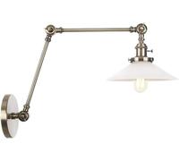 BLOOHK Applique murale vintage à bras oscillant, applique réglable en laiton antique avec abat-jour verre, luminaire mural de lecture industriel for chambre coucher, bureau