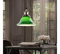 BLOOHK Lampe suspendue vintage en verre vert émeraude, plafonnier suspendu à abat-jour rétro, lampe du milieu du siècle à 1 lumière for îlot de cuisine, salle à manger, salle de billard