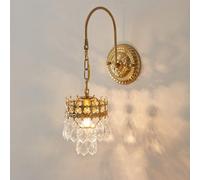 BLOOHK Luminaire mural en cristal clair moderne K9 miroir appliques murales métal applique veilleuse for couloir chevet salon restaurants café décoration(Gold)