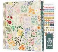 bloom daily planners Agenda 2026 (janvier à décembre) - 21,6 x 27,9 cm - Agenda hebdomadaire et mensuel avec autocollants et onglets - Couverture souple flexible - Fête de jardin - Beige