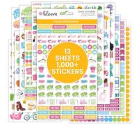 Bloom Daily Planners Lot d'autocollants pour planificateur (13 feuilles uniques/plus de 1 000 autocollants) - Assortiment de variétés pour planification et décoration