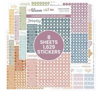 bloom daily planners Lot de 8 feuilles de 1629 autocollants pour agenda - Couleurs assorties des titres mensuels, dates, icônes, etc. - Arc-en-ciel rétro