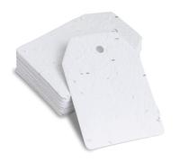 BLOOMING Étiquettes en Papier Ensemencé - Lot de 25 Tags Cadeau à Planter - Papier Graines pour Mariage, Anniversaire, Noël - 6 x 8,5 cm - 350 g/m² - Blanc - Graines de Fleurs Sauvages