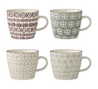 Bloomingville 21100605 Set de Tasses Karine, Gris/Noir, Gris/Vert/Violet, 4 Pièces