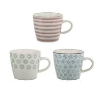 Bloomingville 21105929 Patrizia Set de Tasses avec Anse, Nude/Bleu Clair/Vert Clair, 3 Pièces