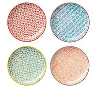 Bloomingville Assiettes à Dessert Carla Express - Plate à Gâteau Couleur ø 16 cm, Rouge Bleu Vert Orange, Céramique, Lot de 4