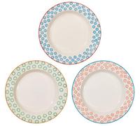 Bloomingville Assiettes à Soupe Emma - Assiette Creuse à Pâtes Couleur Ø 24 x H 4 cm, Rouge Bleu Vert, Céramique, Lot de 3, Capacité 400 ML