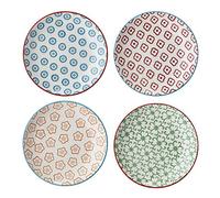 Bloomingville Assiettes Petite Emma - Plate à Gâteau Couleur ø 13 cm, Bleu Rouge Orange Vert, Céramique, Lot de 4