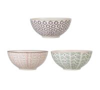 Lot de 3 bols en grès violet, motifs en relief - Bloomingville, Maya - 17x16x8 cm