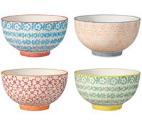 Bloomingville Bols à Petit-déjeuner Carla Express - Bol à céréales Couleur Ø 13,5 cm, Bleu Orange Vert Rouge, Céramique, Lot de 4, Capacité 420 ML