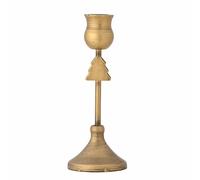 Bloomingville Bougeoir Eloy en métal doré - Hauteur : 18,5 cm - Décoré avec Un Sapin de Noël doré