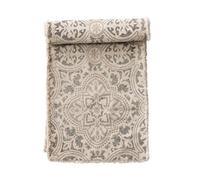Bloomingville Chemin de Table en Coton imprimé Gris et crème à Bords effilochés