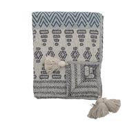 Bloomingville Couverture 64% Coton, 21% Polyester, Acrylique, 6% Soie synthétique, 3% Autres Fibres, Bleu 160x130cm