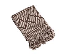Bloomingville Couvre-lit Doux en Coton recyclé mélangé avec Motif Losanges, Marron et Beige