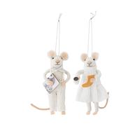 Bloomingville Décoration de Noël souris Peo 2 pièces Blanc