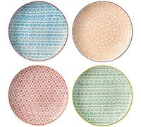 Bloomingville Grande Assiettes Carla Express - Plate Couleur ø 25 cm, Orange Bleu Vert Rouge, Céramique, Lot de 4