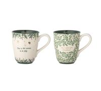 Bloomingville Grazia Lot de 2 mugs en grès Vert 9 x 10 cm 300 ml