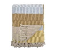 Bloomingville ISNEL Couverture rayée Jaune Bleu Marron 160 x 130 cm