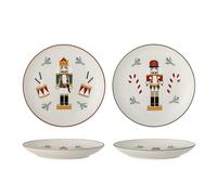 Bloomingville Lot de 2 assiettes de table Jolly avec décoration soldat casse-noisette Noël en grès Ø16 cm