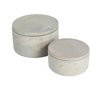 Bloomingville Lot de 2 boîtes de rangement décoratives rondes pour ciment avec couvercles, gris