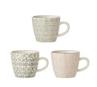 Bloomingville Lot de 3 petites tasses Cecile, en céramique, rose, gris, 7,5 cm