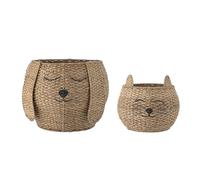 Bloomingville Milus Basket, Brown, Bankuan Grass, D38 x H38/D55 x H45 cm, lot de 2