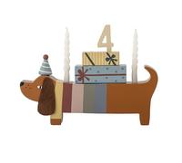 Bloomingville Mini Charlie Décoration d'anniversaire en bois FSC pour anniversaire d'enfant avec espace pour 2 bougies Train d'anniversaire