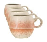 Bloomingville Mug Paula - Élégance Orange - Œuvre d'art en céramique au design scandinave - Durable et passe au lave-vaisselle (Lot de 4)