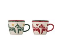 Bloomingville Gobelet de Noël SIFFER en Céramique, Animaux, 2 Pièces 300 ml