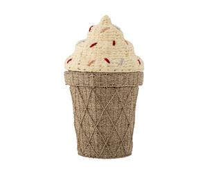 Bloomingville Panier de rangement avec couvercle Cillie Ø40 cm Nature ice cream