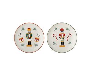 Bloomingville Petite assiette Jolly Ø 16 cm 2 pièces Blanc-rouge