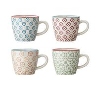 Bloomingville Petites Tasses à café Emma - Tasses à thé Tasse à café pour Le Bureau et la Maison, Cadeau sain ø 7,5 x H 7,5 cm, Bleu Rouge Orange Vert, Céramique, Lot de 4