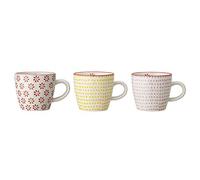 Bloomingville Petites Tasses à café Susie - Tasses à thé Tasse à café pour Le Bureau et la Maison, Cadeau sain ø 7,5 x H 7,5 cm, Rouge Jaune Rose, Céramique, Lot de 3