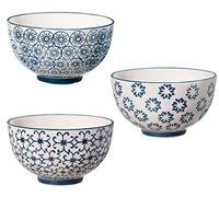 Bloomingville Petits Bols, Kristina, Bleu, Céramique, Lot de 3