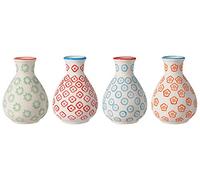 Bloomingville Petits Vases Emma - Couleur ø 6,5 H 11 cm, Bleu Rouge Orange Vert, Céramique, Lot de 4