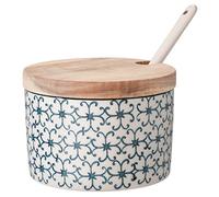 Bloomingville Salière avec Couvercle et cuillère Kristina - Couleur Ø 10 cm, Bleu, Céramique, Capacité 250 ML