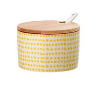 Bloomingville Salière avec Couvercle et cuillère Susie - Couleur Ø 10 cm, Jaune, Céramique, Capacité 250 ML
